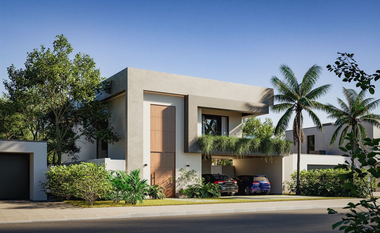 Fachada de residência contemporânea de alto padrão projetada pela arquiteta Gabriela Mazzoccante em Goiânia